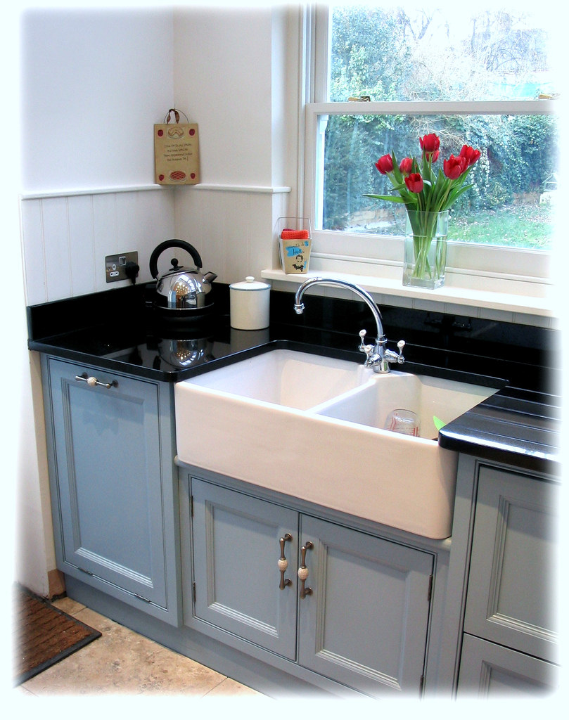 White porcelain farmhouse Kitchen Sink for blog "Farmhouse Kitchen Sinks"