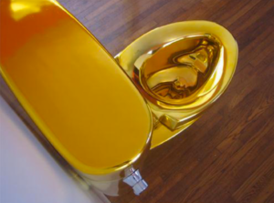 A gold toilet