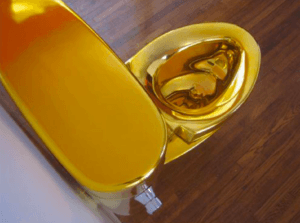A gold toilet