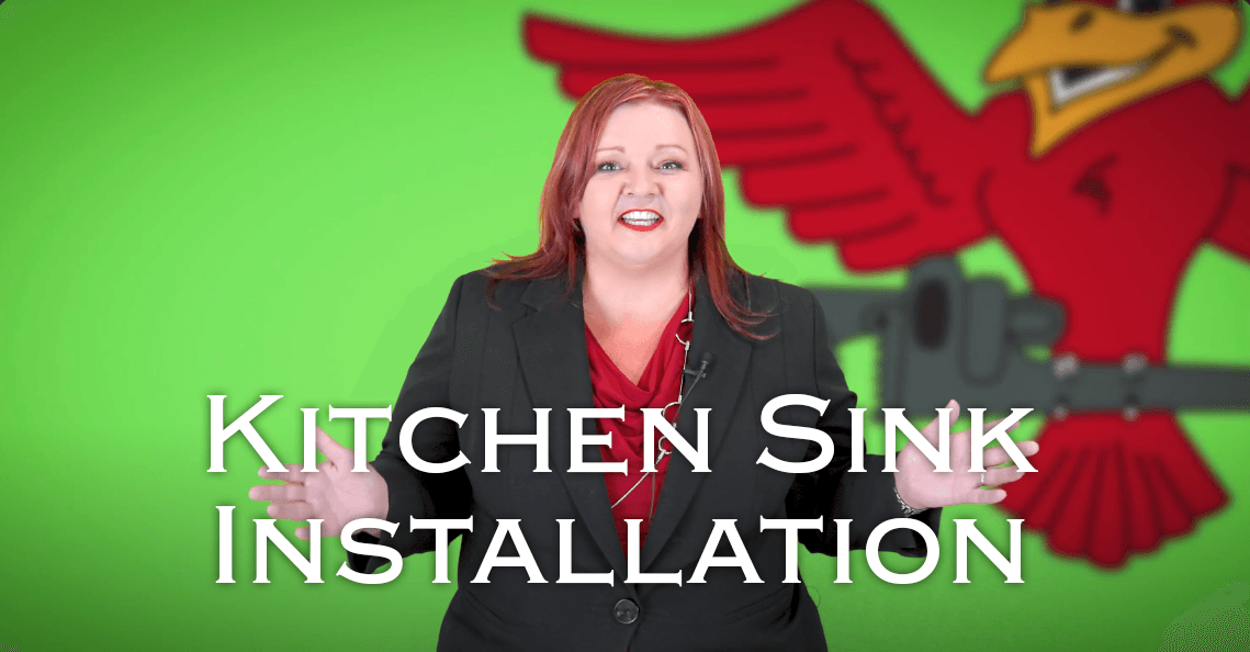 Robins Plumbing owner Stephanie Robins, and featured blog titled kitchen sink installation.