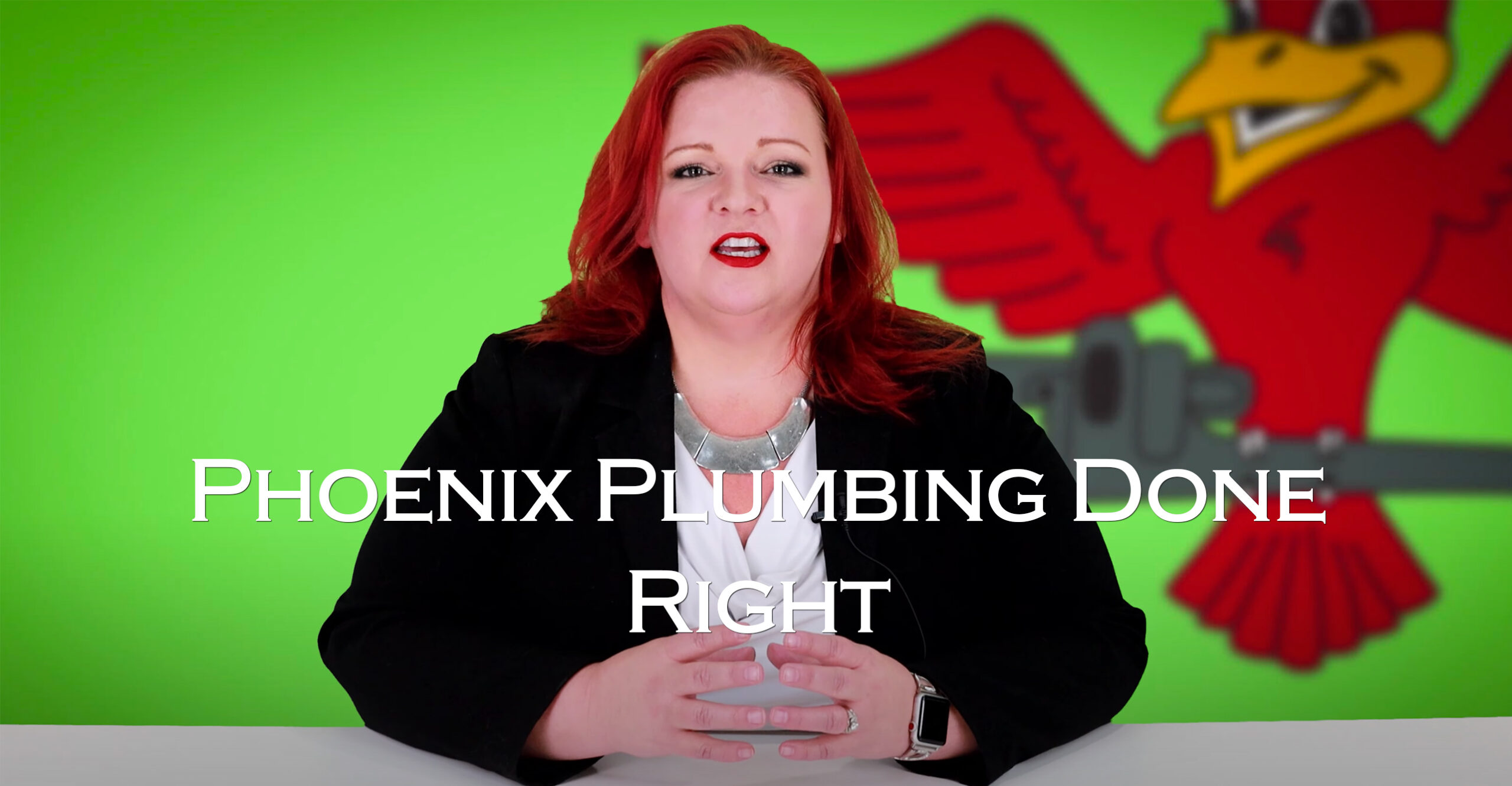 Robins Plumbing owner Stephanie with featured blog titled 'Phoenix Plumbing Done Right'