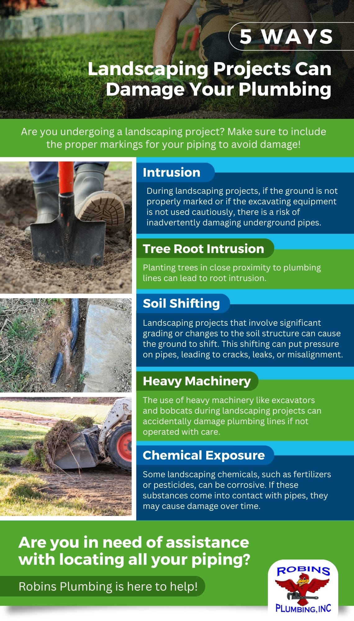 Five Ways Landscaping Projects Can Damage Your Plumbing Infographic