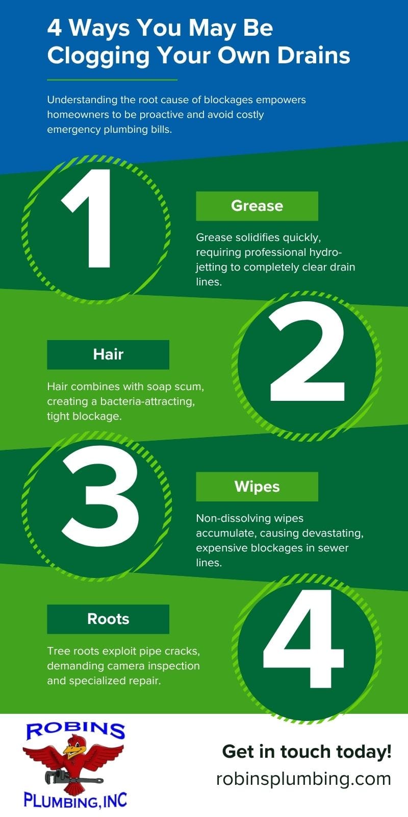 4 Ways You May Be Clogging Your Own Drains infographic