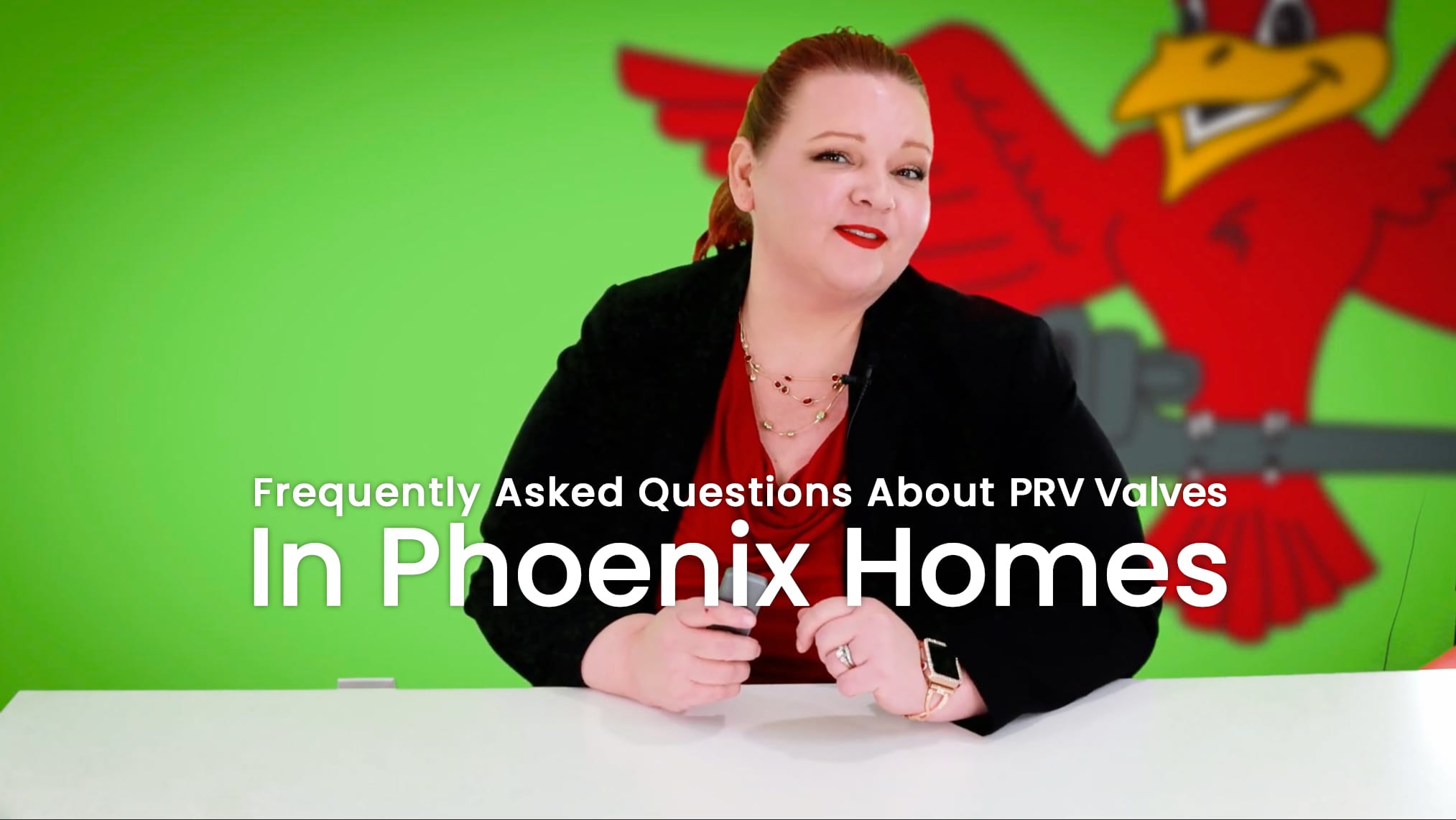 The thumbnail for the blog titled "frequently asked questions about prv valves in Phoenix homes" written by Robins plumbing owner, Stephanie Robins.