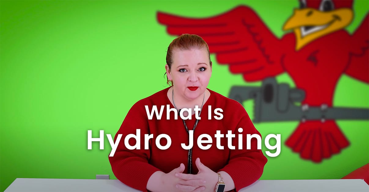 The thumbnail for Robins Plumbing blog titled "what is hydro jetting" written by Stephanie Robins.