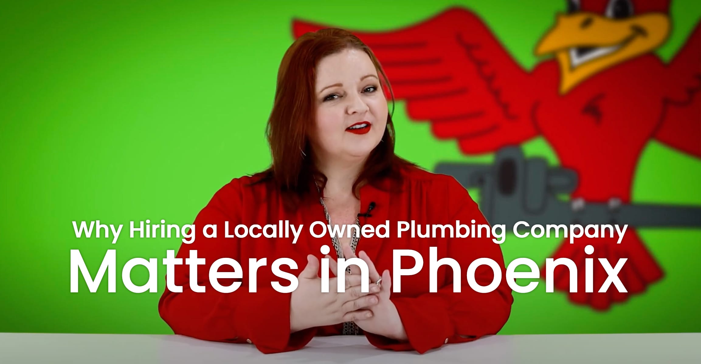 The thumbnail for the blog titled "why hiring a locally owned plumbing" written by Robins Plumbing owner, Stephanie Robins.