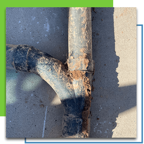 A picture of a broken sewer line.