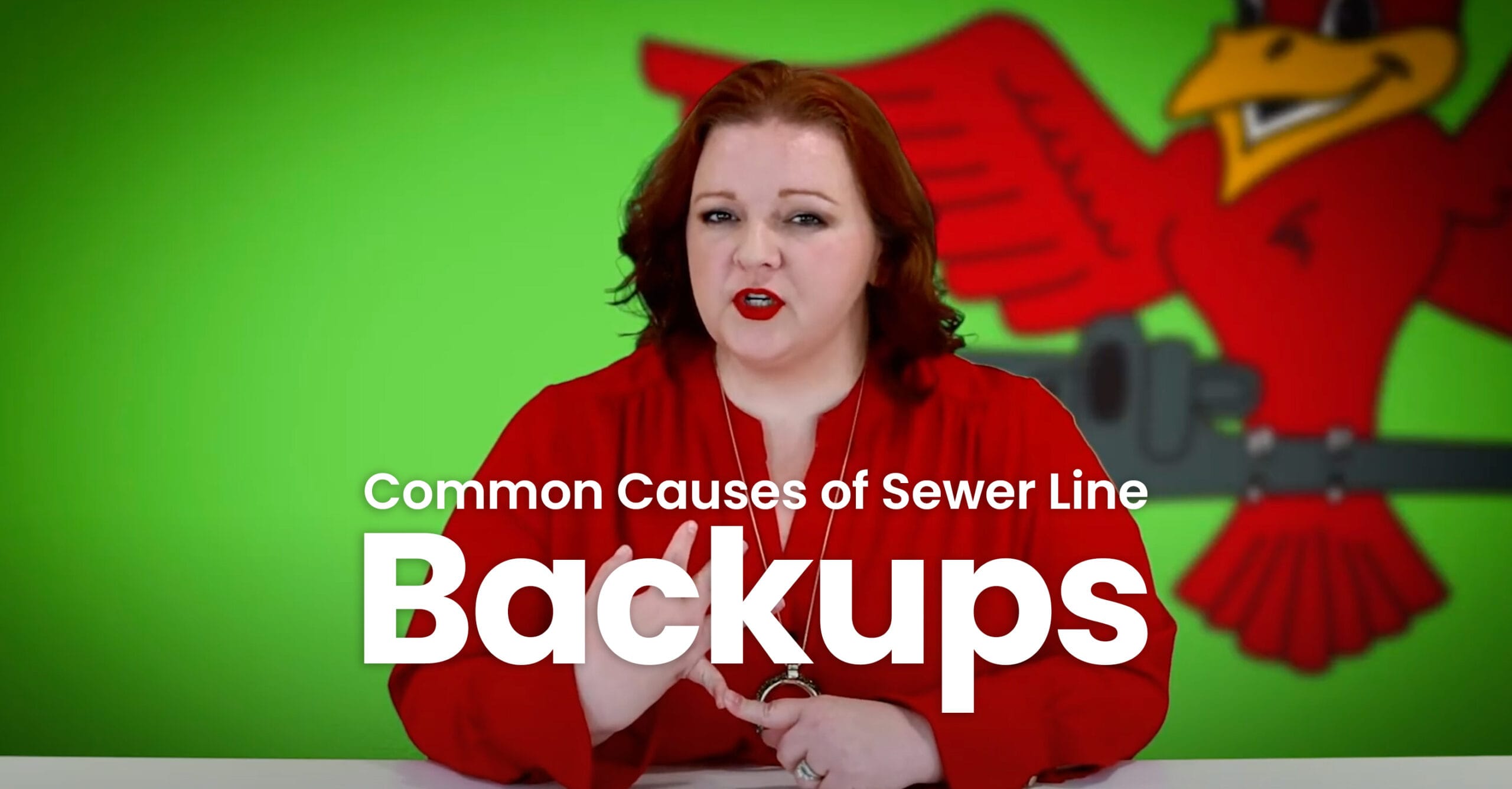 The thumbnail for Robins Plumbing blog titled "common causes of sewer line backups" written by Robins Plumbing owner Stephanie Robins.