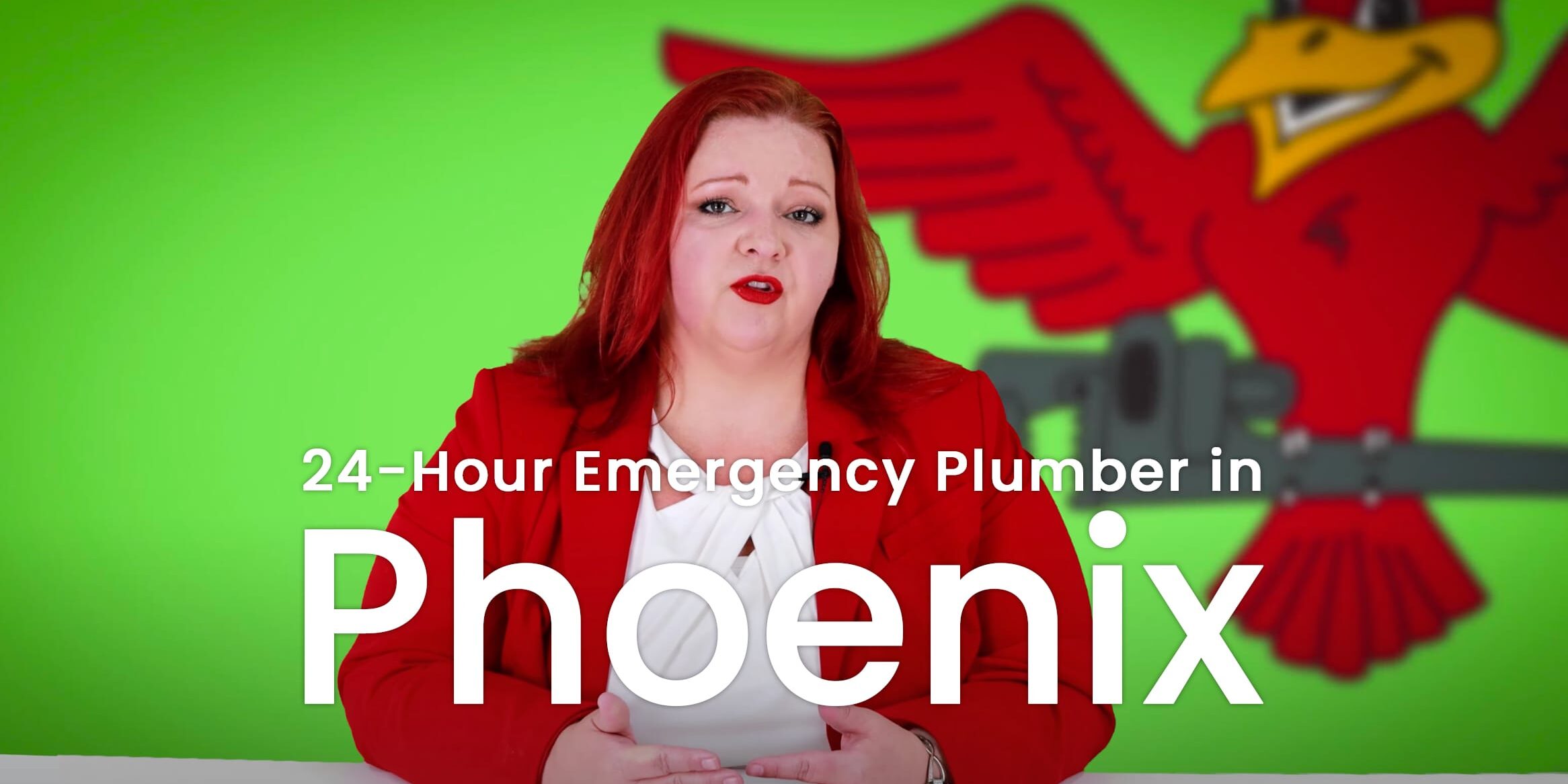 The thumbnail for the blog titled "24 hour emergency plumber in Phoenix" written by Robins Plumbing owner, Stephanie Robins.