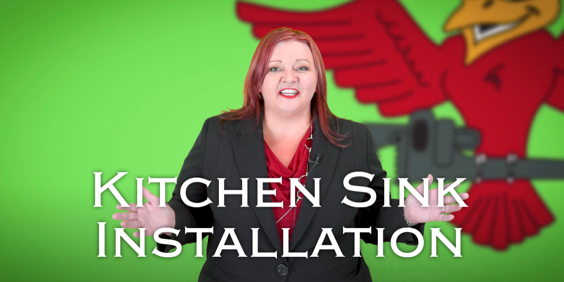 Robins Plumbing owner Stephanie Robins, and featured blog titled kitchen sink installation.