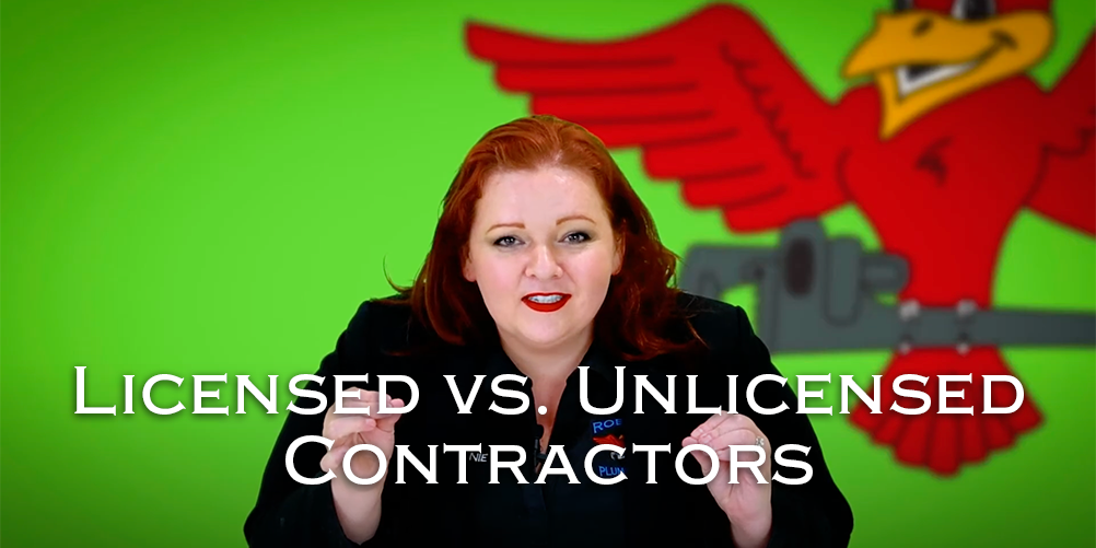 Owner of Robins Plumbing, Stephanie Robins with featured blog 'licensed vs unlicensed contractors'