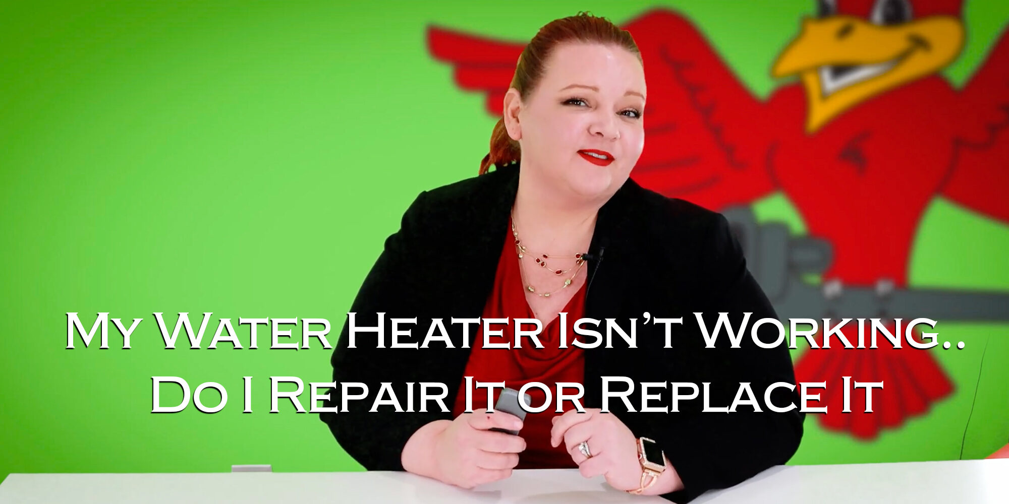 The owner of Robins Plumbing, Stephanie Robins with featured blog titled 'My water heater isn't working, do I repair or replace it'