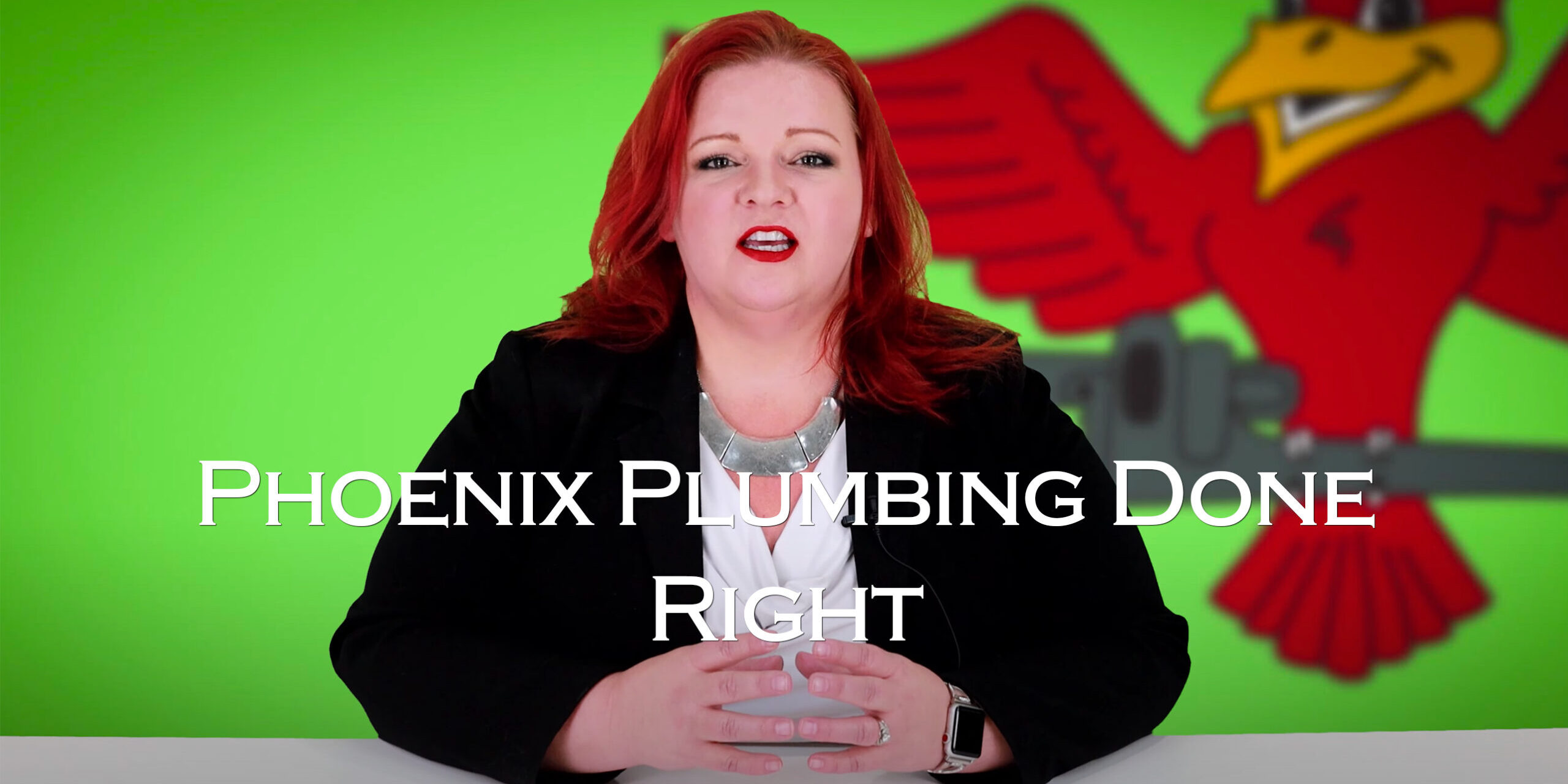 Robins Plumbing owner Stephanie with featured blog titled 'Phoenix Plumbing Done Right'