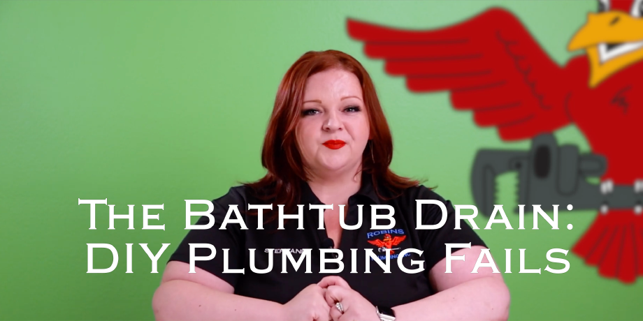 The owner of Robins Plumbing, Stephanie Robins with featured blog titled the bathtub drain DIY plumbing fails
