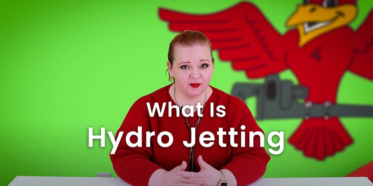 The thumbnail for Robins Plumbing blog titled "what is hydro jetting" written by Stephanie Robins.