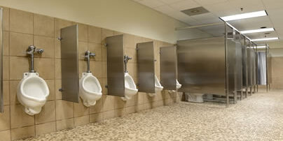 Urinals and stalls in commercial setting for blog "Commercial Emergency Plumbers"