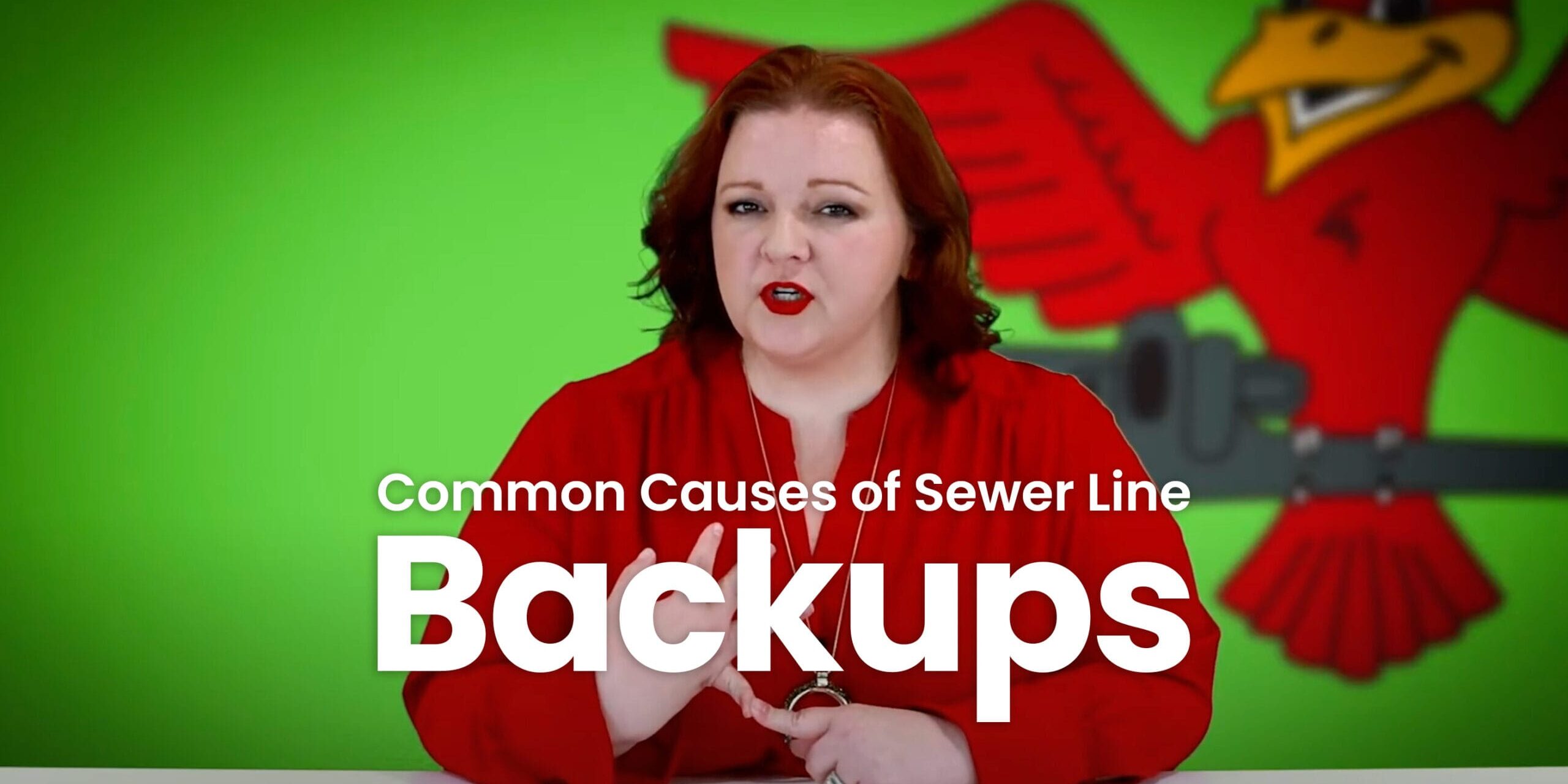 The thumbnail for Robins Plumbing blog titled "common causes of sewer line backups" written by Robins Plumbing owner Stephanie Robins.