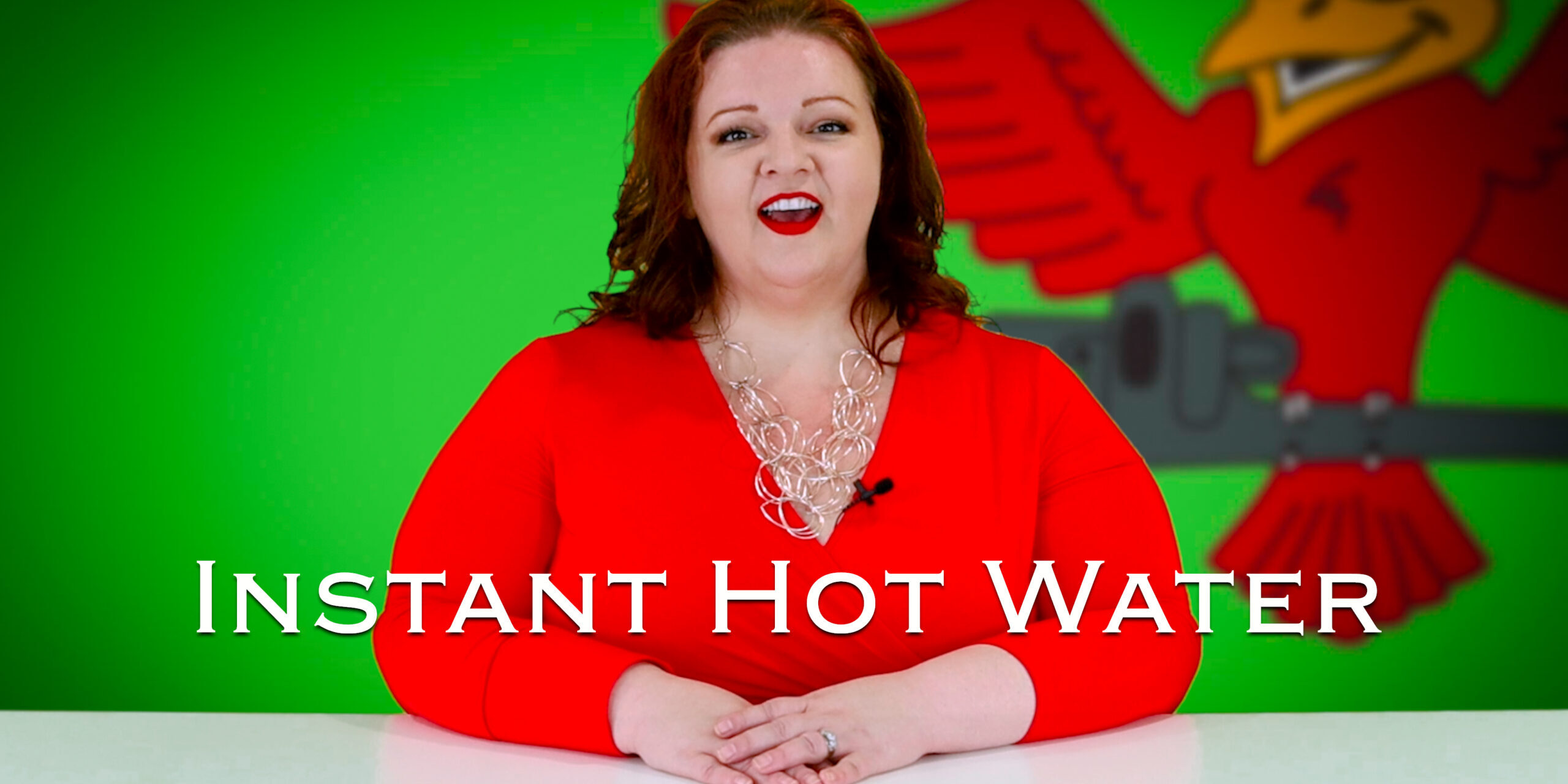 Stephanie Robins, the owner of Robins Plumbing featuring the titled blog "instant hot water"