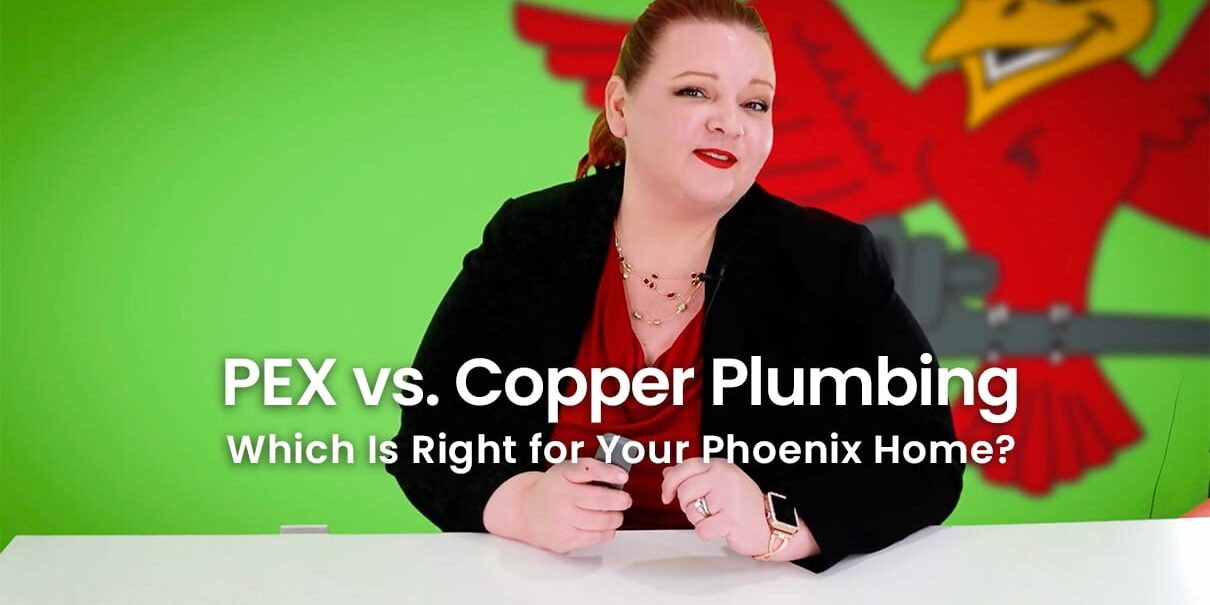 The thumbnail for Robins Plumbing blog titled PEX vs copper plumbing written by the owner Stephanie Robins
