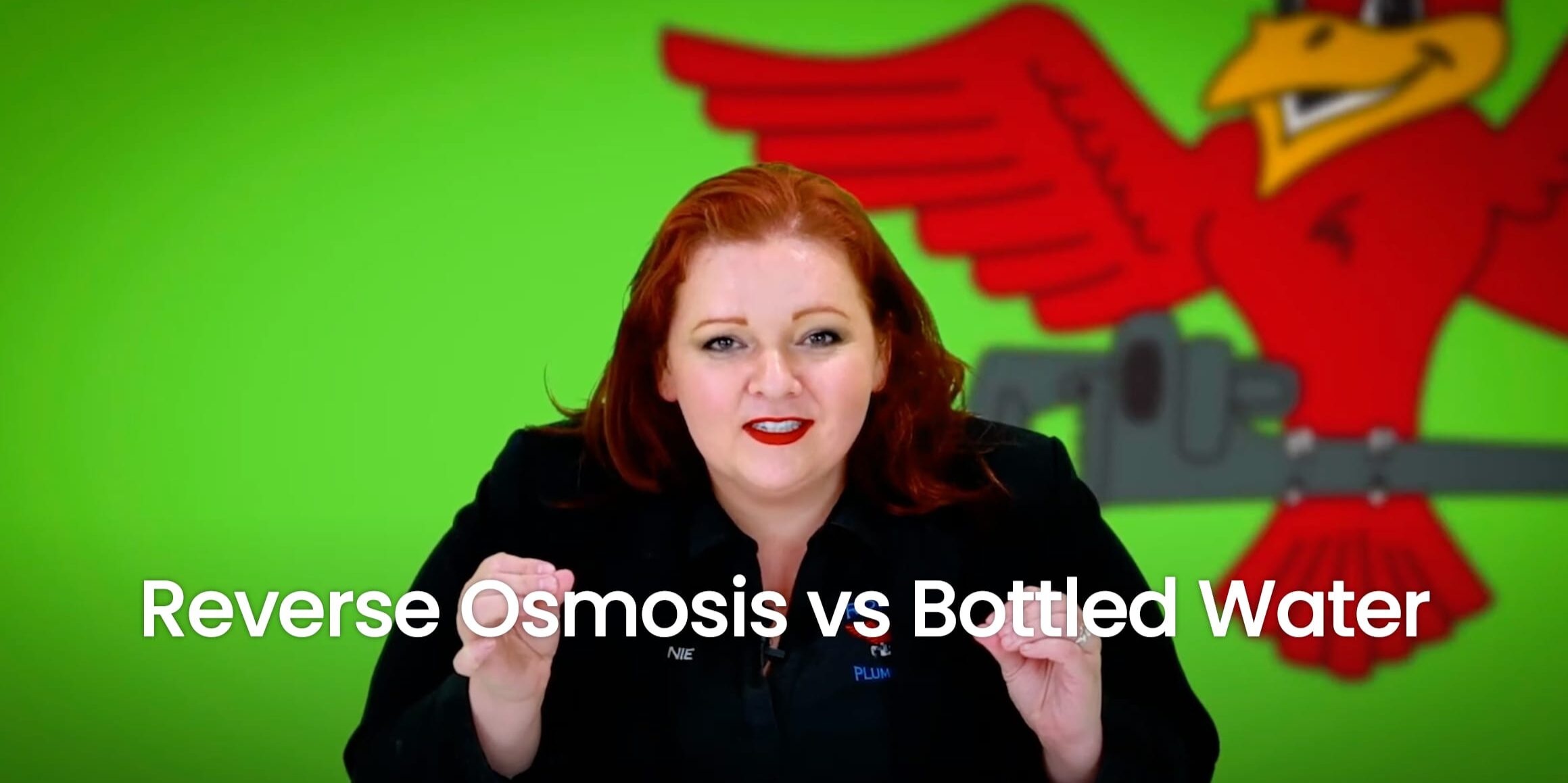 The thumbnail for the blog titled "reverse osmosis vs bottled water" written by Robins Plumbing owner, Stephanie Robins.