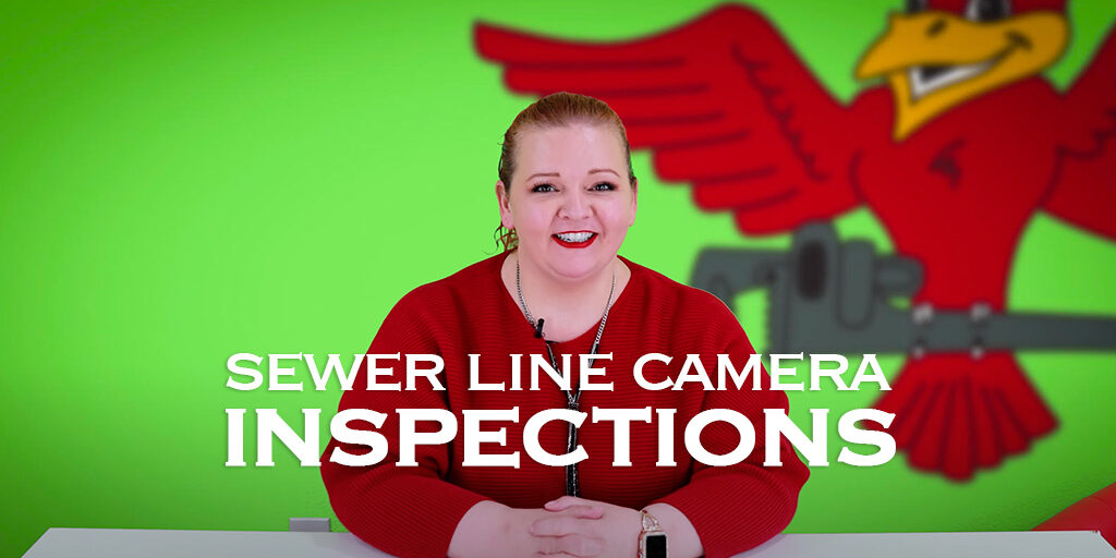 The thumbnail for Robins Plumbing blog titled "sewer line camera inspections" written by owner Stephanie Robins.