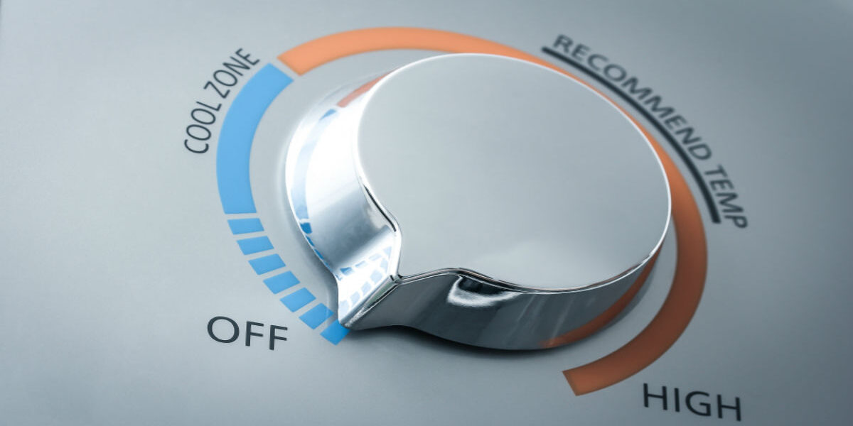 Closeup of a control knob for a hot water heater