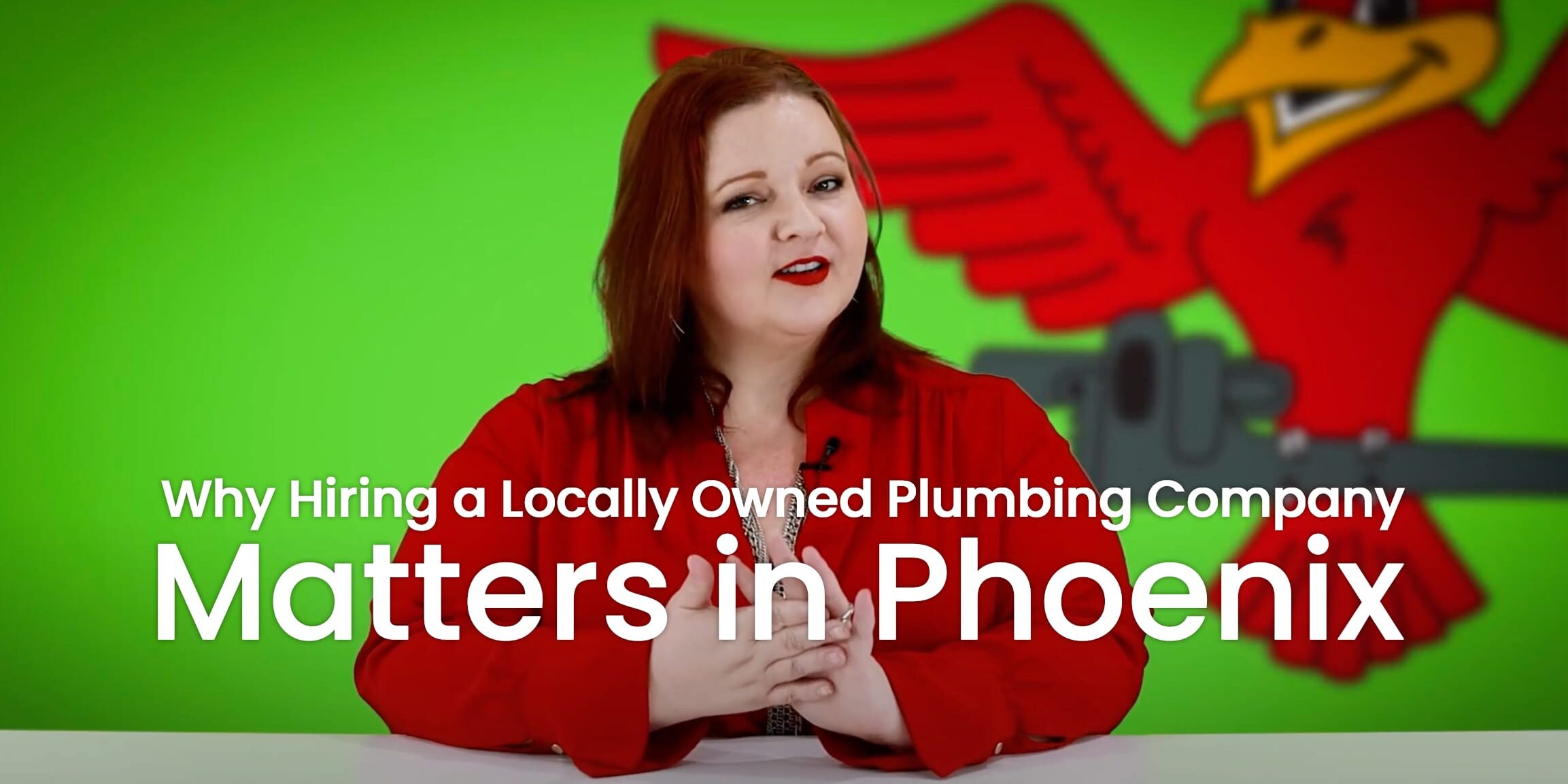 The thumbnail for the blog titled "why hiring a locally owned plumbing" written by Robins Plumbing owner, Stephanie Robins.
