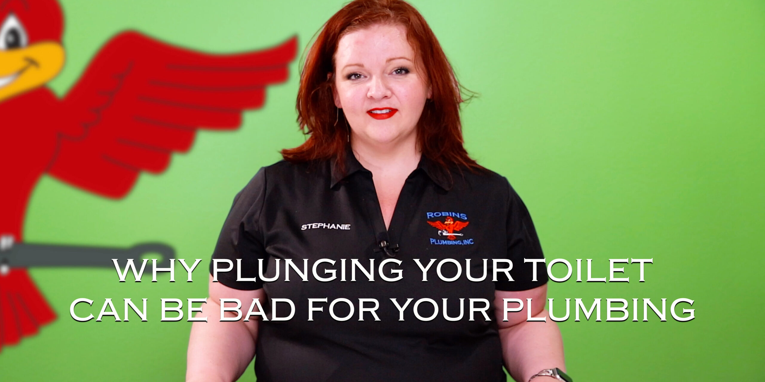 Owner of Robins Plumbing in Phoenix, AZ, Stephanie Robins featuring her blog titled 'Why Plunging Your Toilet Is Bad For Your Plumbing Scaled'